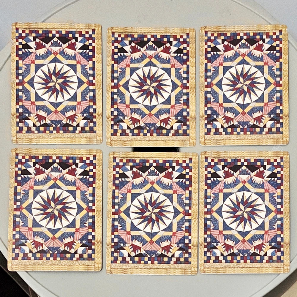 Country Quilts Lenormand Deck, 9*6cm 36-Card Folk Art Divination Deck with Rustic Quilt Pattern on Double-embossed Cardstock