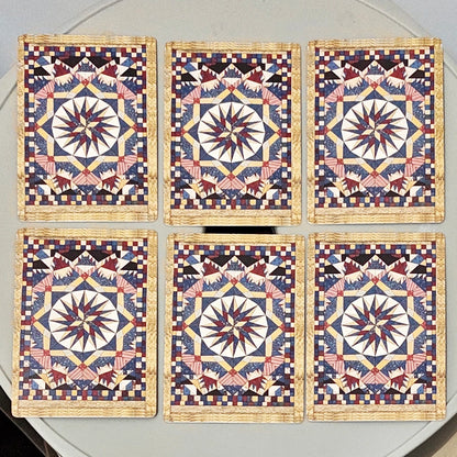 Country Quilts Lenormand Deck, 9*6cm 36-Card Folk Art Divination Deck with Rustic Quilt Pattern on Double-embossed Cardstock