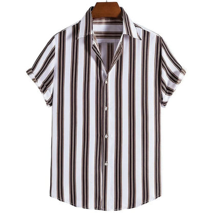 2025 Male Clothes Simple Stripes 3d Hawaiian Shirt Men Clothes Loose Breathable Men's Shirts Summer Male Shirts Short Sleeve