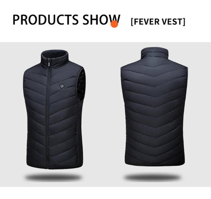 Winter Men's 9-Zone Heated Vest for Cold Protection Electric Heated Vest with Heating Cotton Lining【Power supply not included】