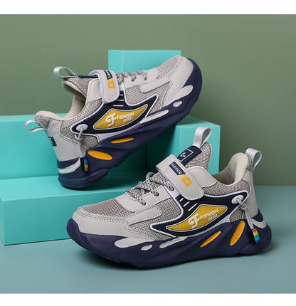 Kid Sneakers Sport Shoes for Boys Fashion Leather Children Breathable Mesh Comfort Shoes Casual Walking Outdoor Running Shoes