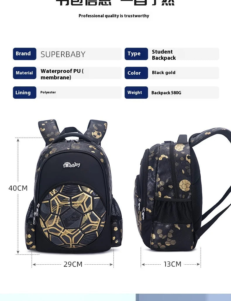 Football School Bags for Boys Shoulder Backpack Bagutte Children Spinal Protection Light Big Capacity Waterproof Backpack Kids