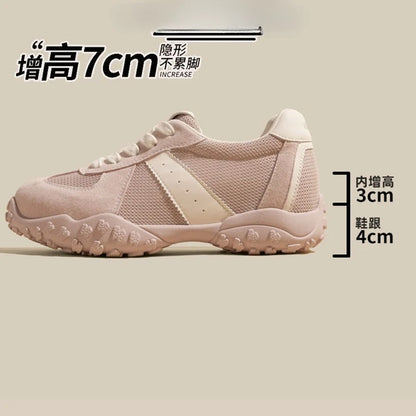 7cm Women Height-increasing Sneakers Breathable Running Casual Sport Vulcanized Sneakers Shoes for Women Sports Yellow Shoes