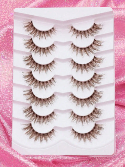 Christmas new 5 Pairs Brown Lashes 3D Mink  Natural Long False Eyelashes Dramatic Volume Fake Lashes Makeup Eyelash Extension