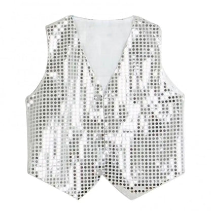 Boys Girls Sequined Vest Waistcoat Hip Hop Jazz Street Dance Vest Birthday Christmas Halloween Stage Performance Shinny Vest