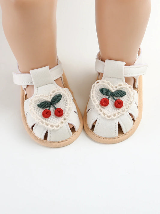 Baby girl sandals summer cherry cloth sole shoes newborn baby shoes first walking shoes