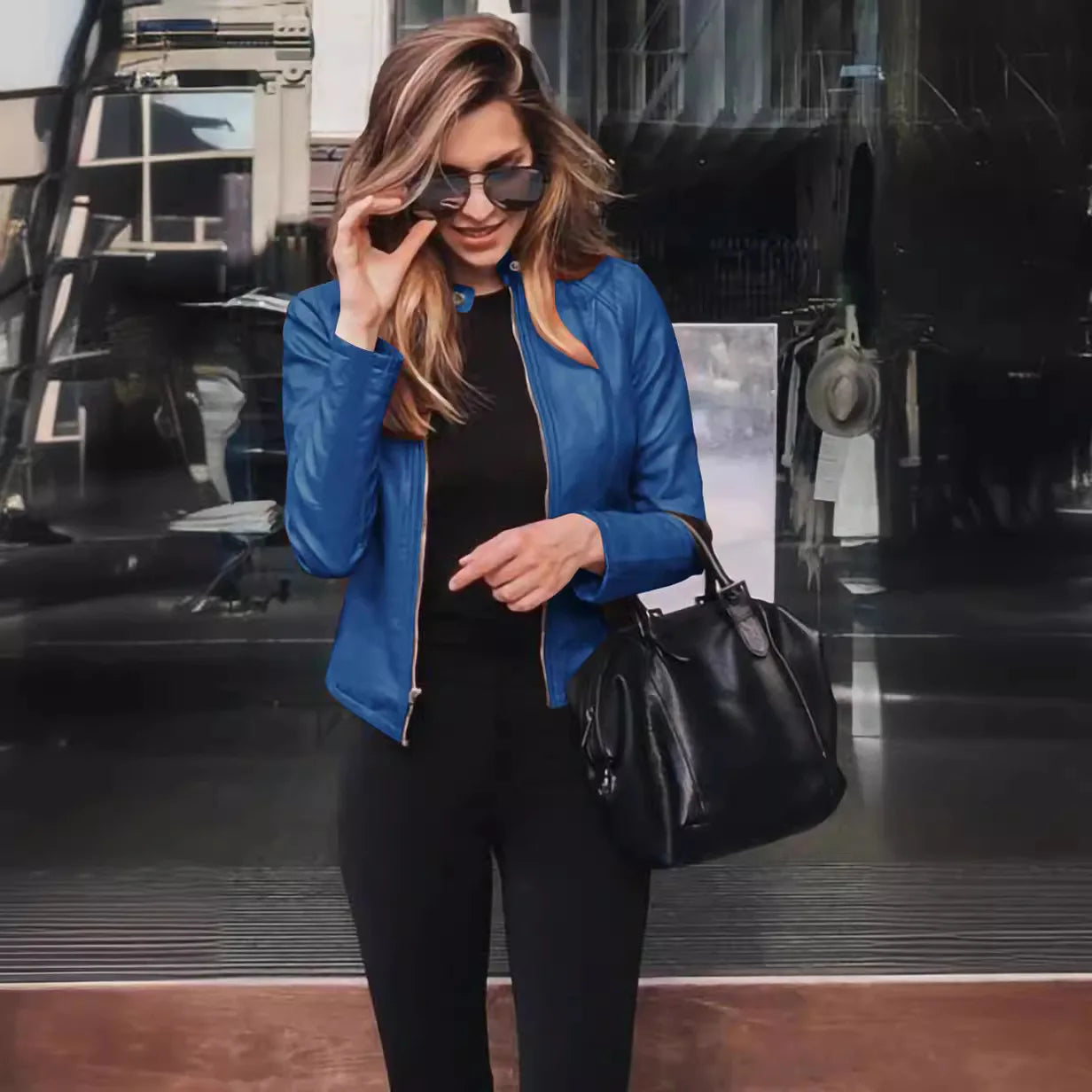 Women Pu Jacket Vintage Streetwear Stand Collar Zipper Leather Moto Biker Coats Punk Casual Female Tops Spring Short Outerwear