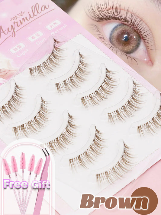 C curl 5Pairs brown style Eyelash Extension Winged Individual Lashes Natural Segmented Eyelash Bundles Makeup Tools