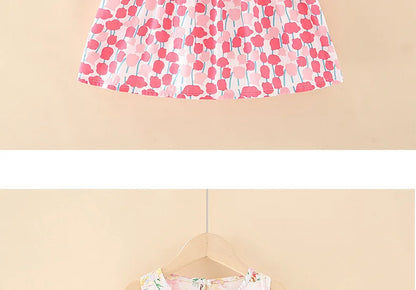 Girls Casual Dresses Flower Printing Sleeveless Casual Dress Toddler Clothes Flower Girl Dresses 2 To 8 Years