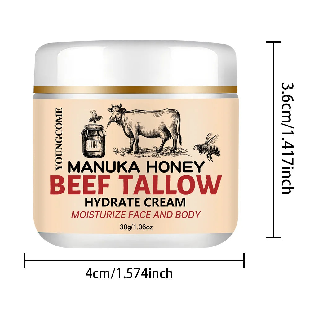 Manuka Honey Beef Tallow Face Cream Moisturiser Facial Anti Aging Skin Care Repair Fade Fine Line Wrinkle Remover Face Cream