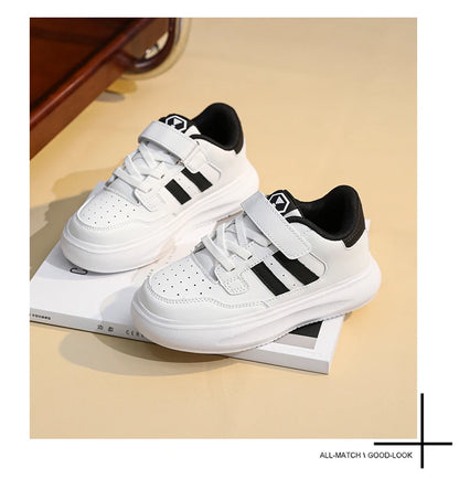 Children's Sneakers Kids Fashion Design Black White Non-slip Casual Shoes for Boys Girls Breathable Sneakers Toddler Outdoor