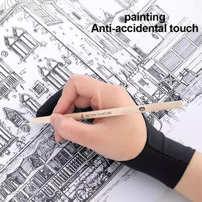 Two-Finger Drawing Gloves Anti-touch Painting Gloves for iPad Tablet Digital Board Touch Screen Oil Painting Office Art Supplies