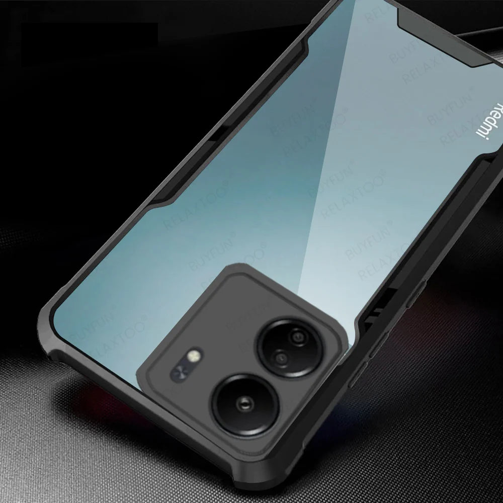 For Xiaomi Redmi 13C 14C Case Acrylic Transparent Armor Shockproof Cover Poco C65 PocoC65 Redmi13C Redmi14C 4G Protection Coque