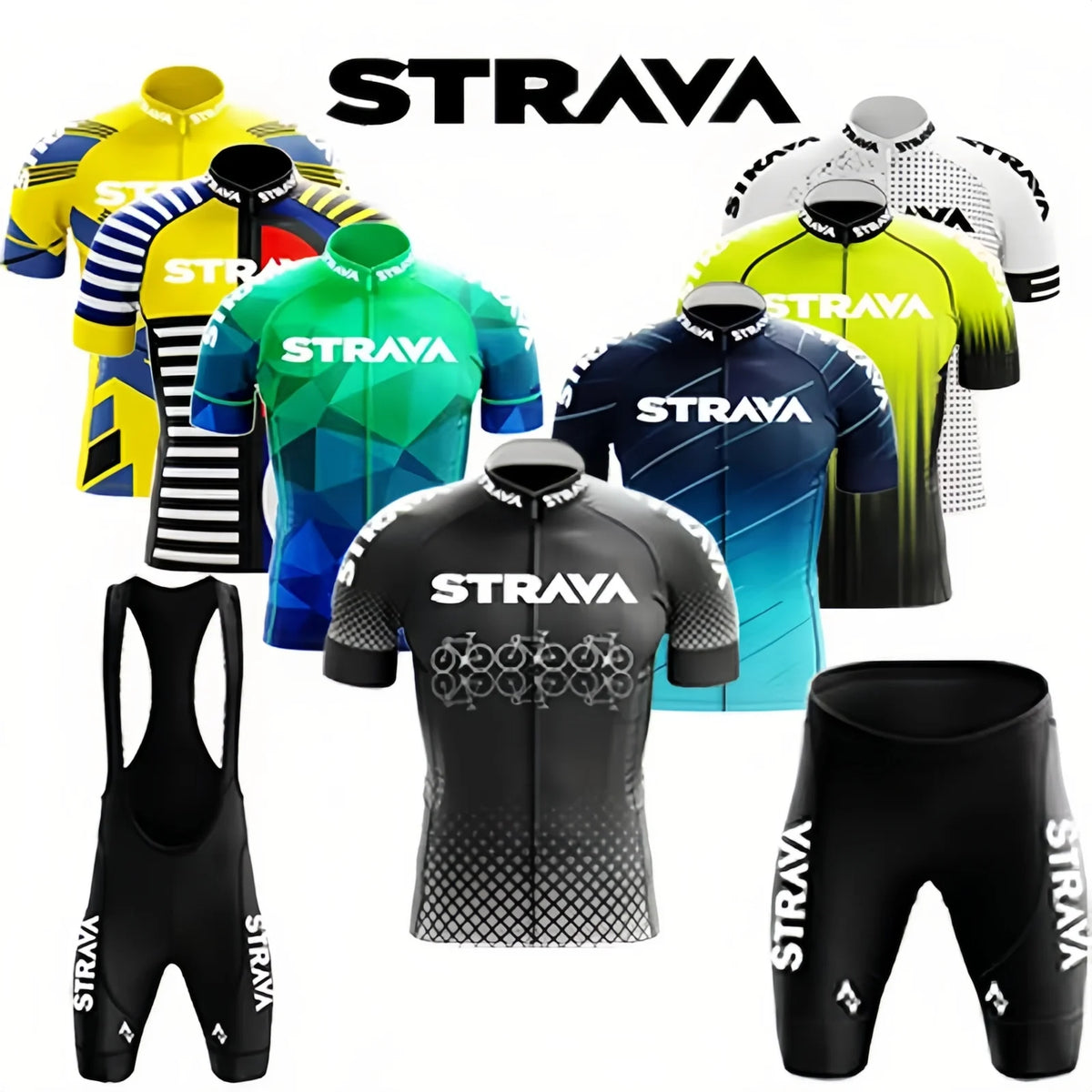 Strava Men's Cycling Outfit Bicycle Shorts Road Bike Sports Set Mountain Cycle Jersey Breathable Summer Clothing Pro Uniform