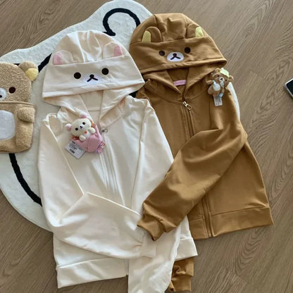 Y2k Harajuku Streetwear Hoodies Women Japanese Style Kawaii Sweet Cute Cartoon Print Zipper Sweatshirt Soft Girl 2026 Jacket