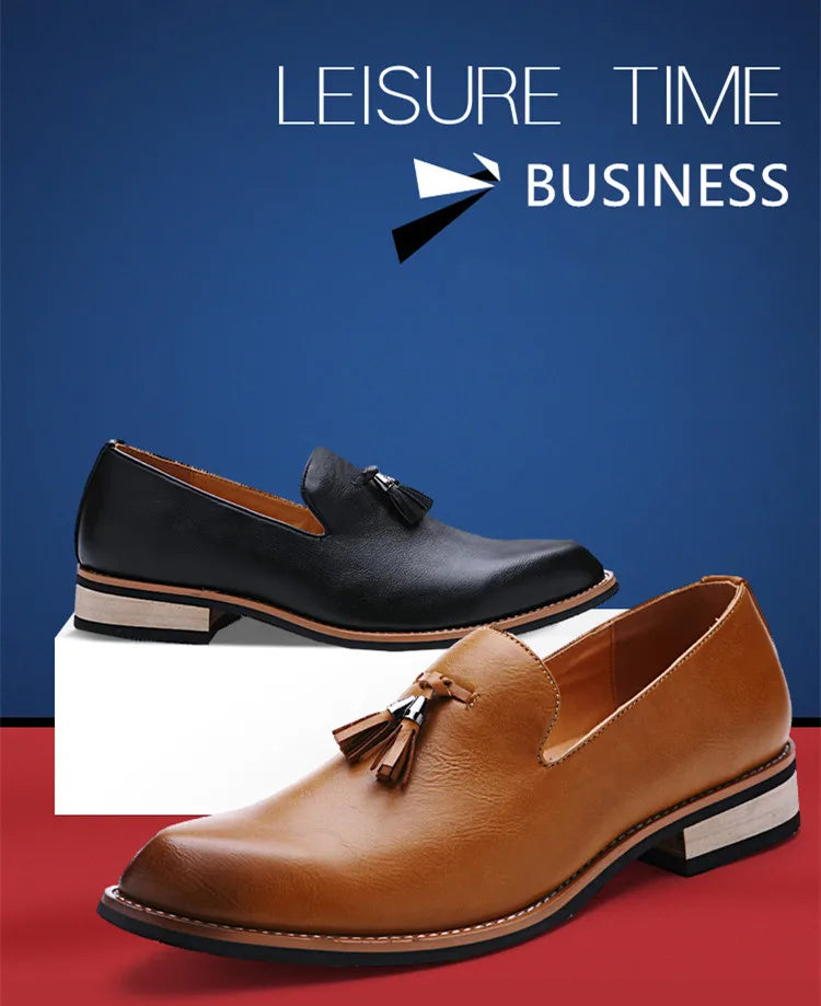 Luxury Men Leather Loafers Designer Tassels Brogue Shoes Male Wedding Shoes Fashion High Quality Men Casual Shoes Big Size 38-46