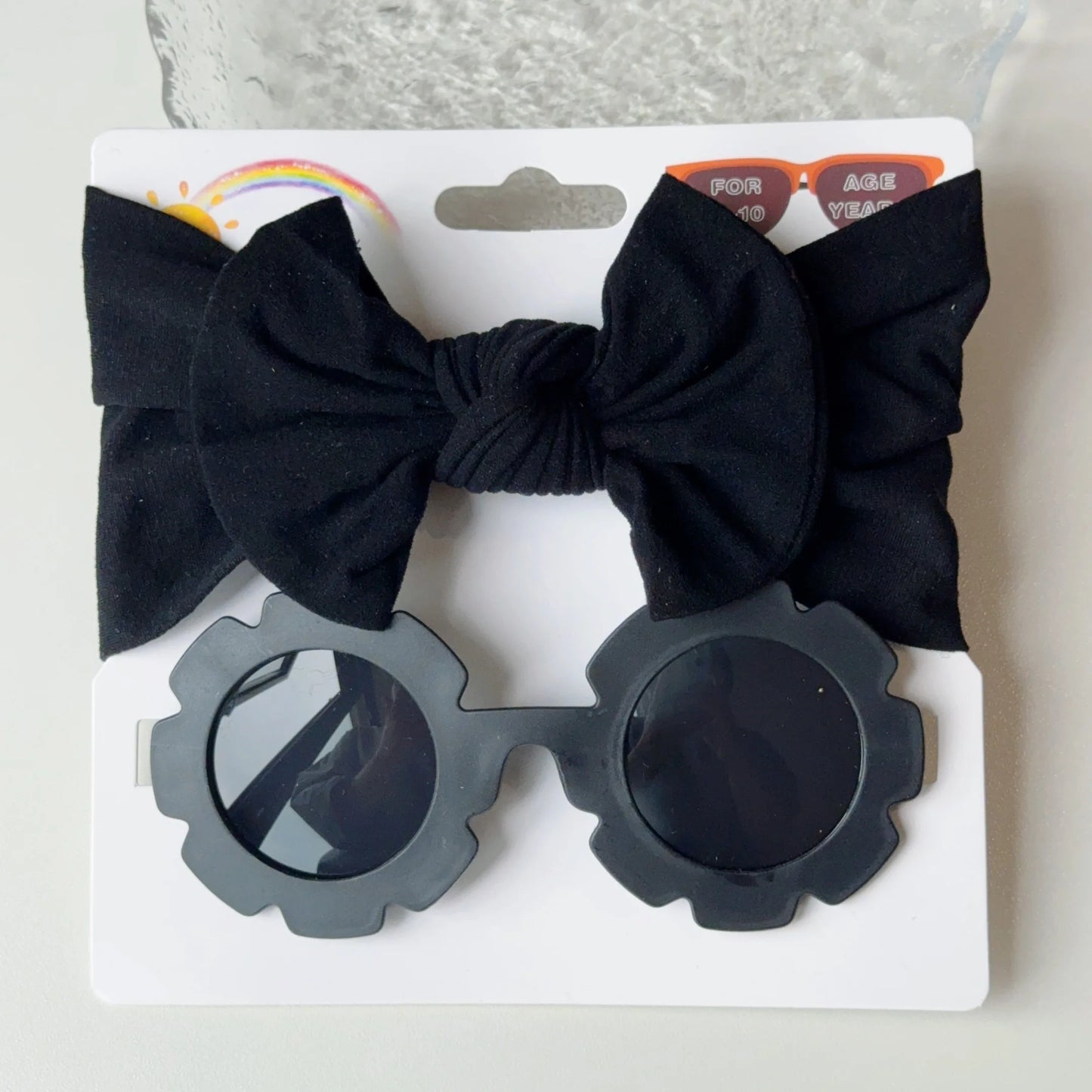 2 Pcs/Set New Children Cute Solid Bowknot Wide Hairbands Heart Sunglasses Hair Bands Baby Kids Headwear Girls Hair Accessories