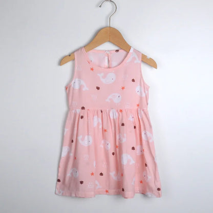 Girls Casual Dresses Flower Printing Sleeveless Casual Dress Toddler Clothes Flower Girl Dresses 2 To 8 Years