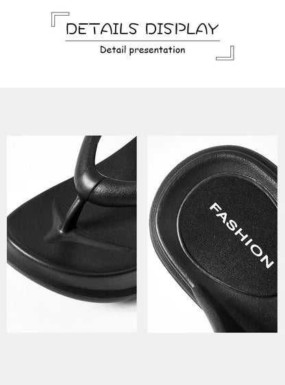 Summer 6CM Women Fashion High Heeled Slippers Female Indoor Casual Wedges Flip Flops Girls Outdoor Beach Thick Platform Sandals