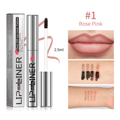 Lipliner Peel Off Lip Liner Stain Peel Off Lip Liner Tattoo Waterproof Matte Long-Lasting Brown Nude Lip Color Cosmetics Makeup