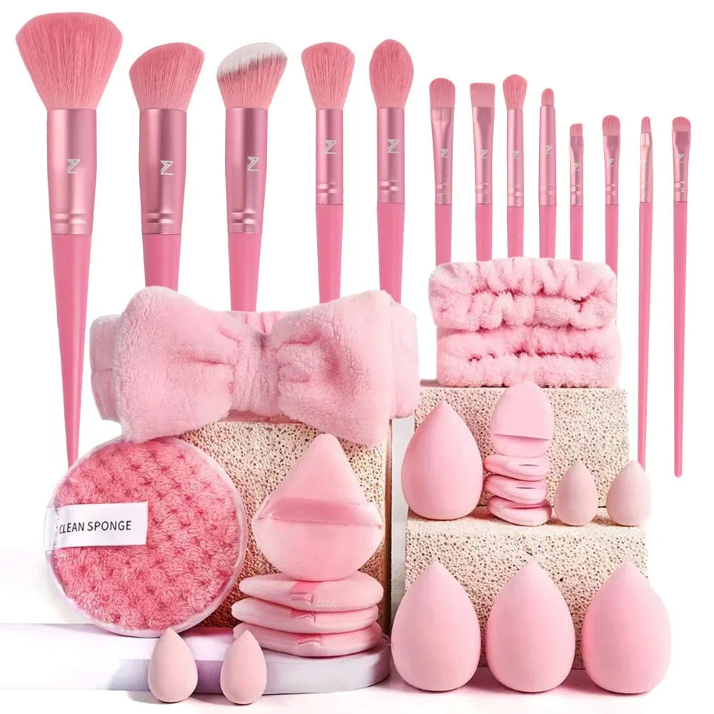 20/40Pcs Makeup Tools Kit Makeup Brushes & Headband Wristband Cleaning Tool Professional Eye Shadows Blush