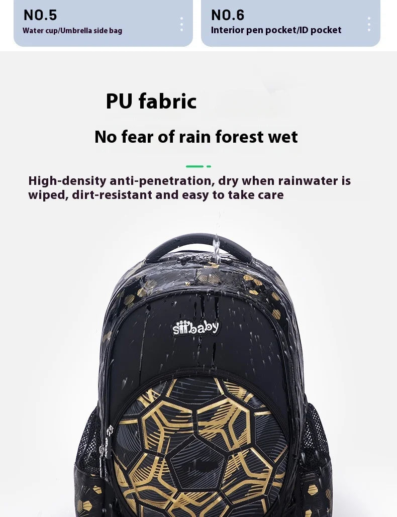 Football School Bags for Boys Shoulder Backpack Bagutte Children Spinal Protection Light Big Capacity Waterproof Backpack Kids