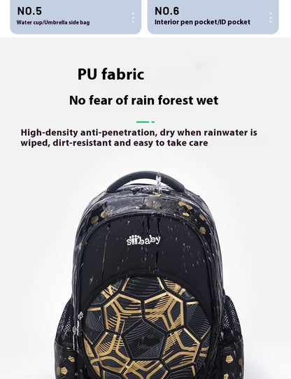 Football School Bags for Boys Shoulder Backpack Bagutte Children Spinal Protection Light Big Capacity Waterproof Backpack Kids