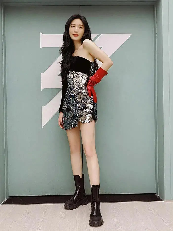 Women Motorcycle Boots Wedges Flat Shoes Woman Spring High Heel Platform Leather Combat Boots Lace Up Shoes Black Girls Platform