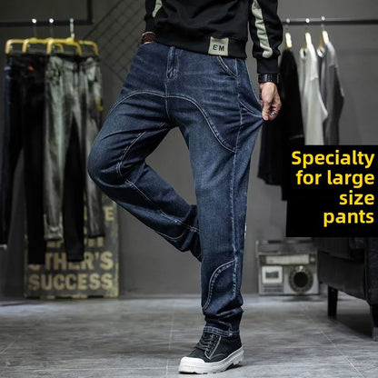 Spring Autumn Men's Jeans Luxury Fashion Plus Size 44 Boyfriend Streetwear Casual Harem Denim Jeans Pants Blue Designer Trousers