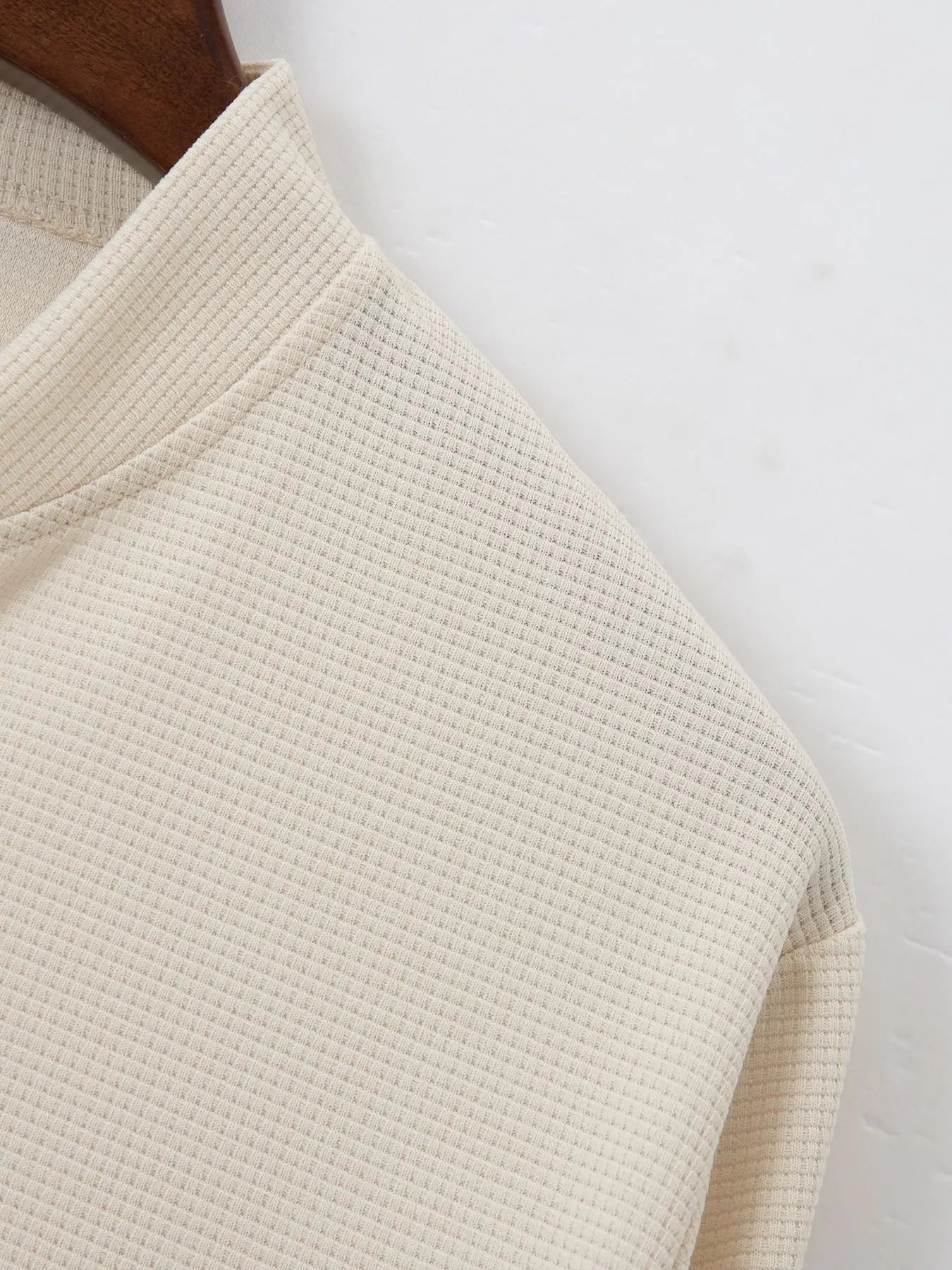 Men's Spring Casual Blazer Set Waffle Baseball Suit round Neck Zipper Long Sleeve Two-Piece Fashion Outfit with Pocket