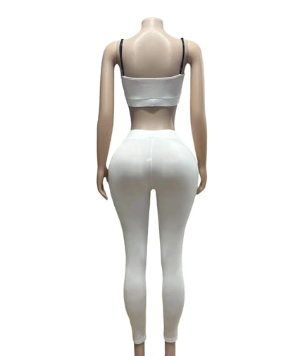 2 Piece Sets Women Camisole Top Pencil Pants Suit Sleeveless Vest Backless Elastic Waist Trousers Summer Sexy Outfits 2025