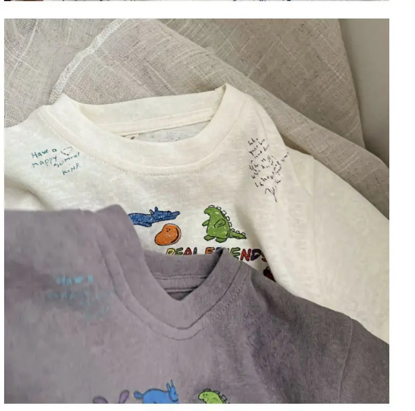 2025 Cartoon Baby T-shirts Korea Style Children's Baby Short Sleeve Printing Tees For Boys Girls