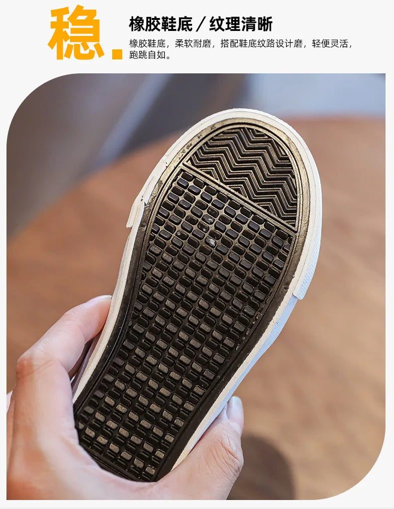 Kid's Canvas Shoes Boys Board Shoes New Net Red Low Gang Middle and Large Children Baby Girls Board Shoes Parent-Child Shoe