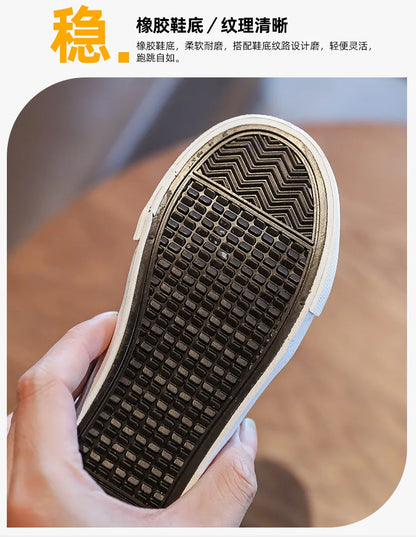 Kid's Canvas Shoes Boys Board Shoes New Net Red Low Gang Middle and Large Children Baby Girls Board Shoes Parent-Child Shoe