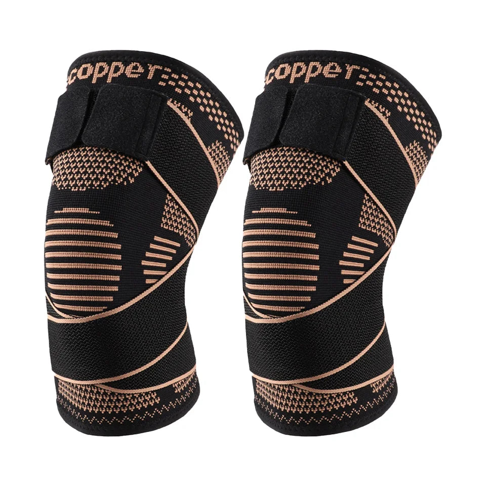 GOBYGO Sports Copper Ion Strap Knee Pads Fitness Jump Rope Basketball Running Gear Non-slip Knitted Nylon Knee Pads Men Women