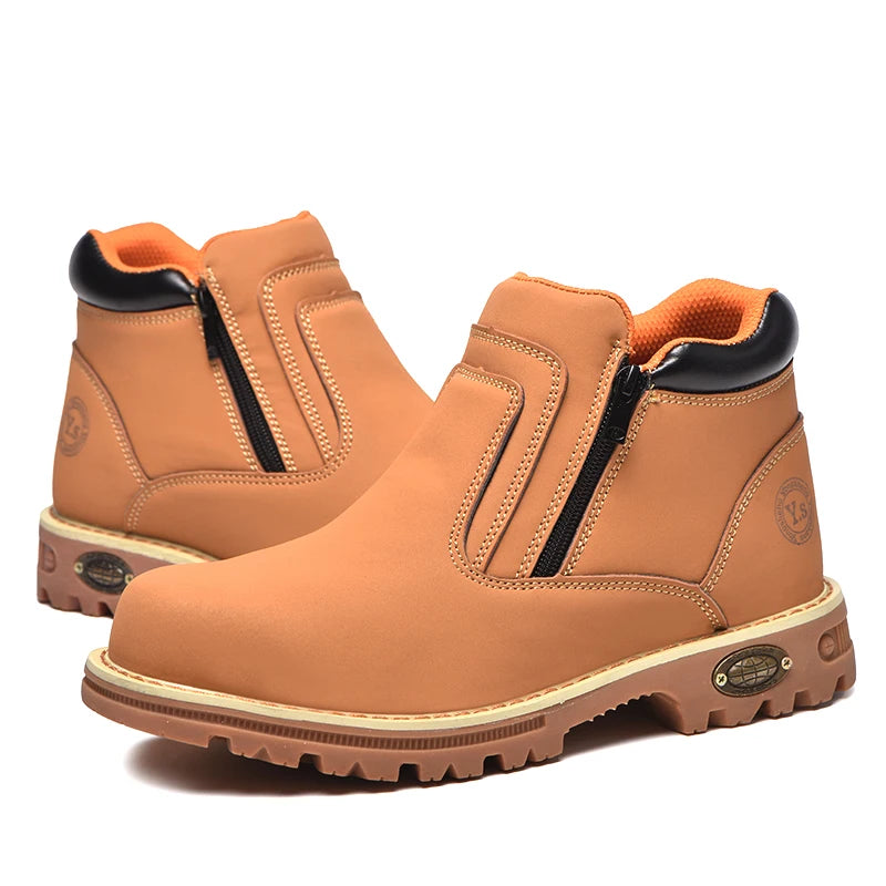 Anti Puncture Anti Smashing Work Boots Safety Steel Toe Shoes Men Waterproof Leather Boots Protective Shoes Safety Men Boots