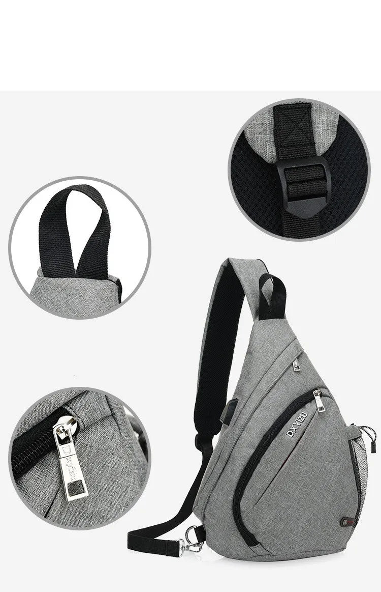 New Men One Shoulder Backpack Women Sling Bag Crossbody USB Boys Cycling Sports Travel Versatile Fashion Bag Student School 2023