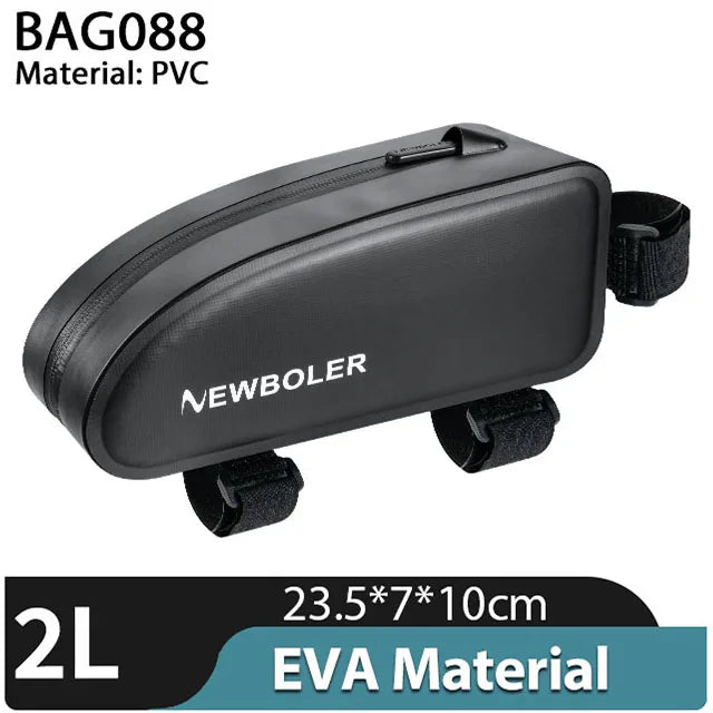 NEWBOLER Bike Bag 1.5L Portable Frame Front Tube Cycling Bag MTB Road Bicycle Pannier Bag Large Capacity EVA Cycling Bag
