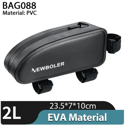 NEWBOLER Bike Bag 1.5L Portable Frame Front Tube Cycling Bag MTB Road Bicycle Pannier Bag Large Capacity EVA Cycling Bag