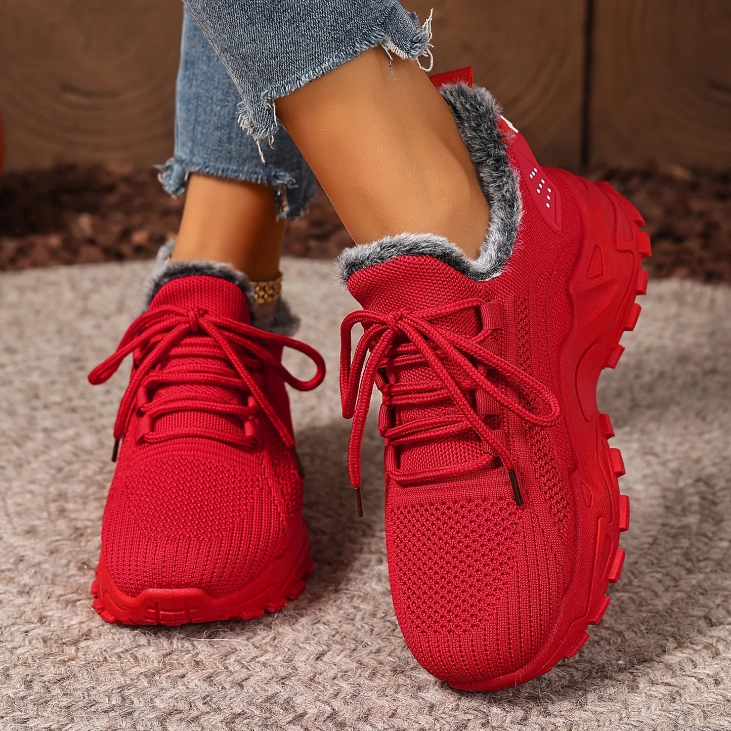 Sneakers Women's Winter Warm Sports Shoes Non Slip Soles Suitable for Cold Weather Outdoor Walking Sports Shoes Ladies Sneakers