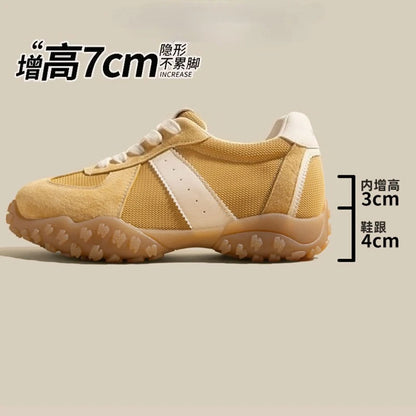 7cm Women Height-increasing Sneakers Breathable Running Casual Sport Vulcanized Sneakers Shoes for Women Sports Yellow Shoes