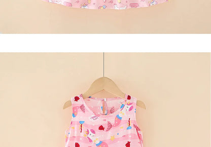 Girls Casual Dresses Flower Printing Sleeveless Casual Dress Toddler Clothes Flower Girl Dresses 2 To 8 Years