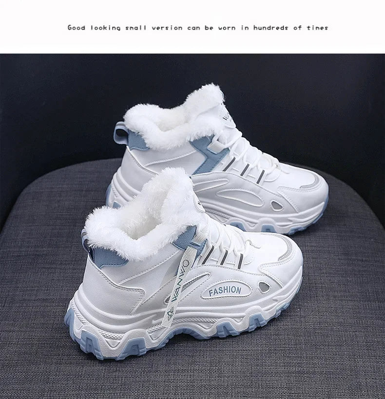 Women's Casual Sneakers Non Slip Comfortable Sports Shoes Women Winter Outdoor Vulcanized Shoes Woman Fleece Walking Trainers