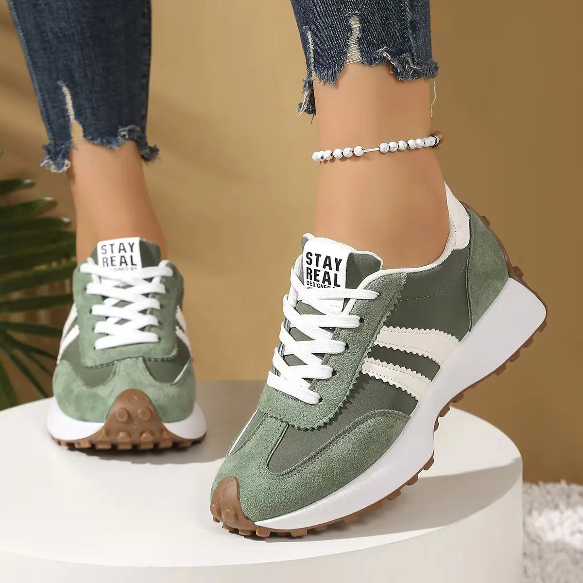 2026 Spring Retro Platform Women's Sneakers Summer Casual Patchwork Leather Sneakers Women's Outdoor Casual Comfort Shoes