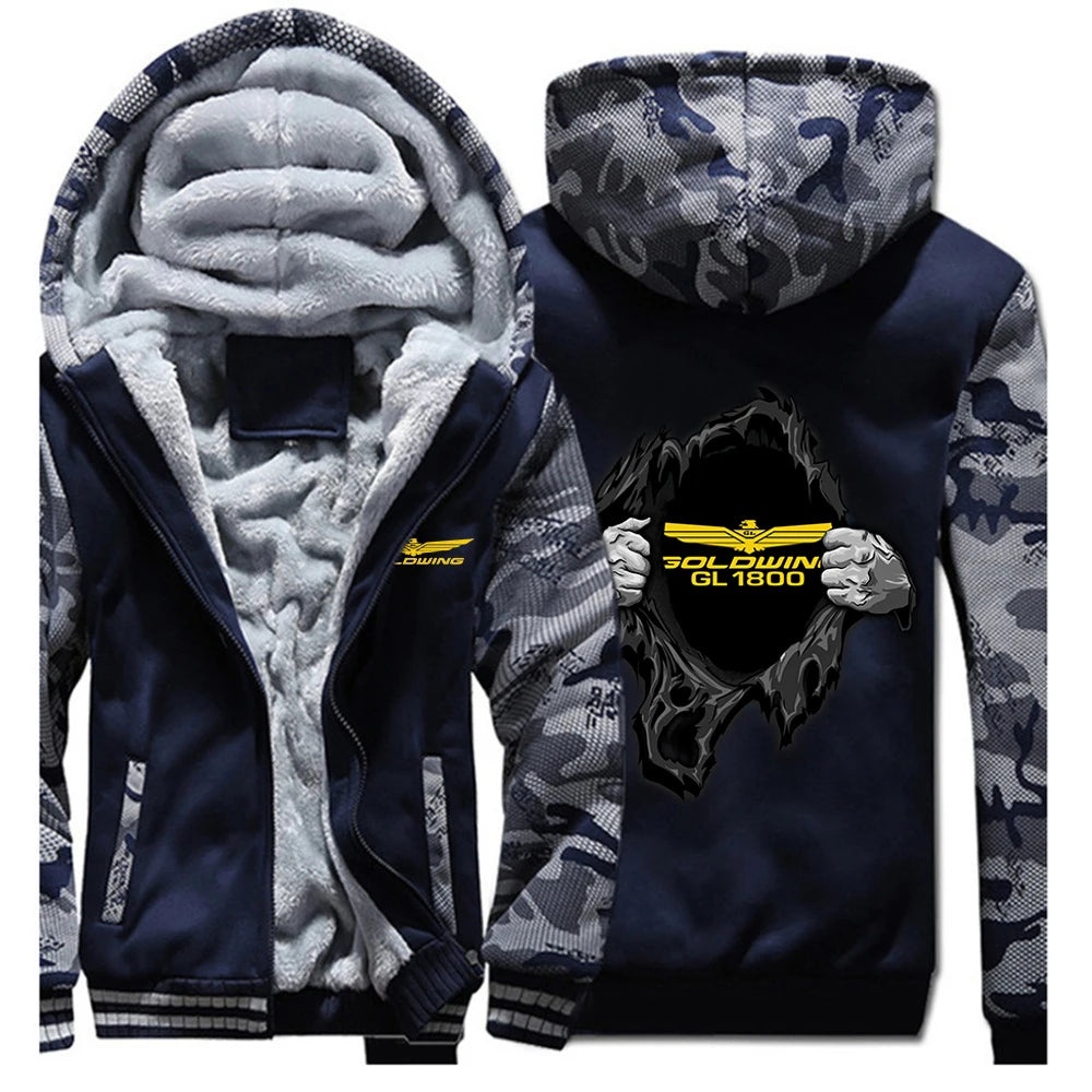 2025 Autumn And Winter Man's Goldwing GL1800 Japan Motocycles Logo Print Thickened Coat Popular Hoodies Warm Comfortable Jacket