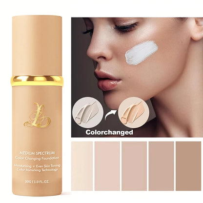 Four-in-one color-changing liquid foundation,with SPF50+ longwearing and no makeup removal, no powder sticking, moisturizing