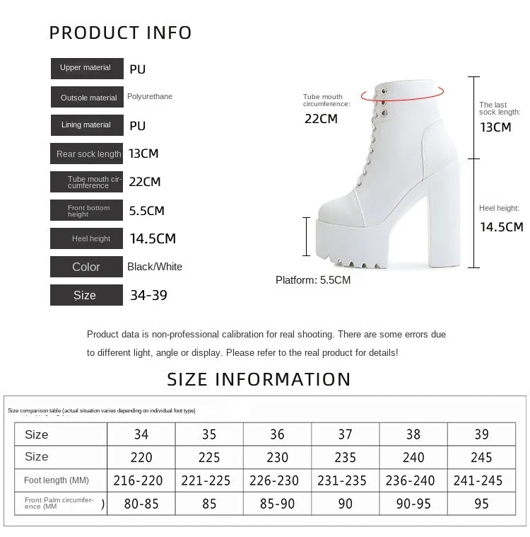 Female Boots Boots For Women Autumn Platform White Black Chunky Super High Heels Ankle High Quality Shoes Woman 2023 Brand New