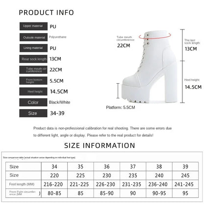 Female Boots Boots For Women Autumn Platform White Black Chunky Super High Heels Ankle High Quality Shoes Woman 2023 Brand New