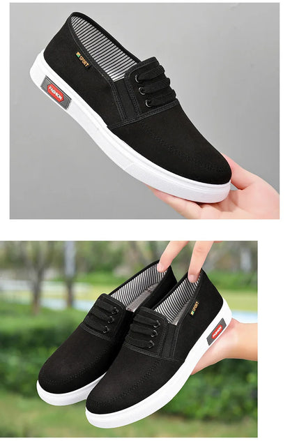 Men Shoes Breathable Canvas Shoes for Youth Student Slip on Walking Sneakers Driving Loafers House Moccasins Work Skate Flats