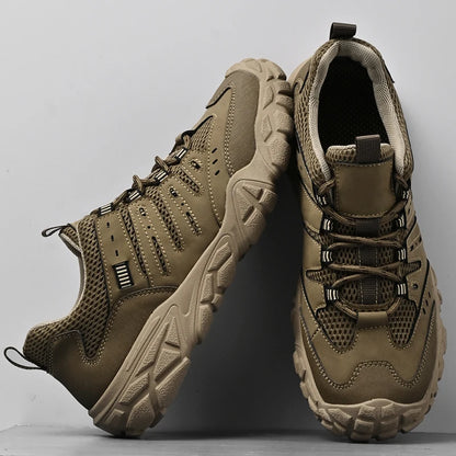 Retro Style Men's Outdoor Hiking Shoes Durable Waterproof Trekking Sneakers Non-Slip Sole Trainers Male Mountain Travel Footwear